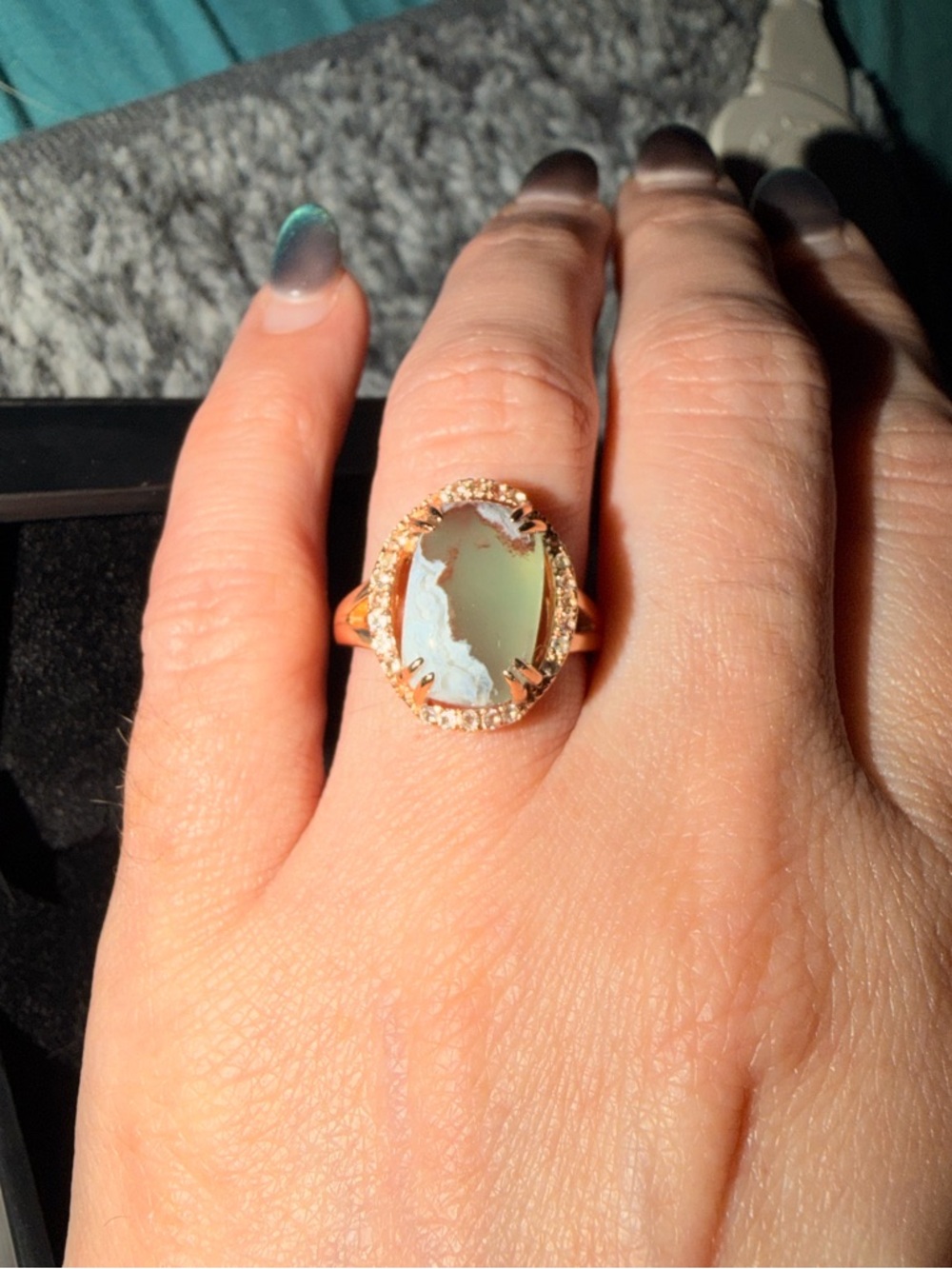 Beautiful 💜NWT ✨LeVian Rose Gold Ring with Green and Pink Stone sz 7 - Picture 2 of 11